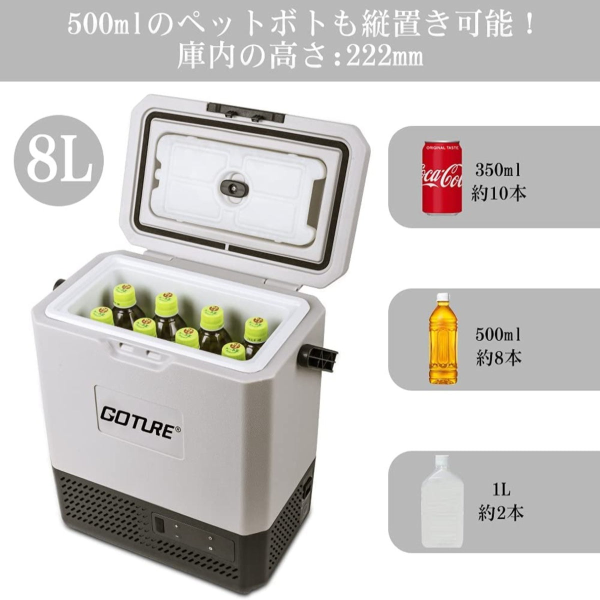 Goture 車載冷蔵庫 8L 【スマホでアプリ制御】【ソロキャンプ&小型 ...